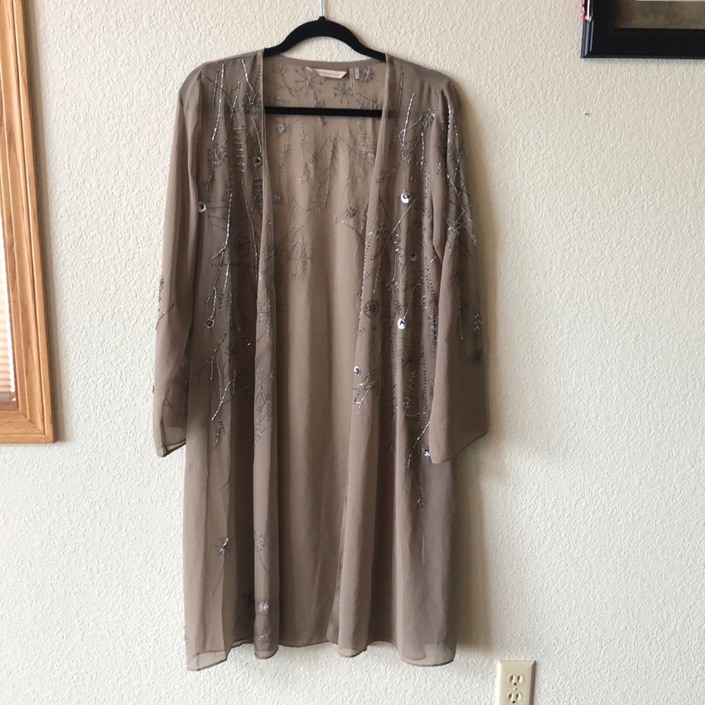 Soft Surroundings Sequin Long Tan Shawl size S